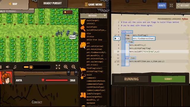 Deadly Pursuit CodeCombat.Python. смотреть онлайн