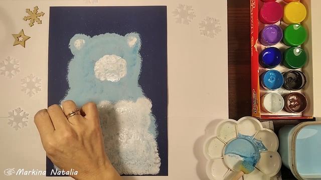 ГУАШЬ | МИШКИ белые и пушистые | рисуем пальчиками и спонжами смотреть онлайн