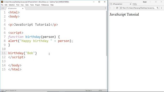 Function with Parameters - #11 JavaScript tutorial for Beginners смотреть онлайн