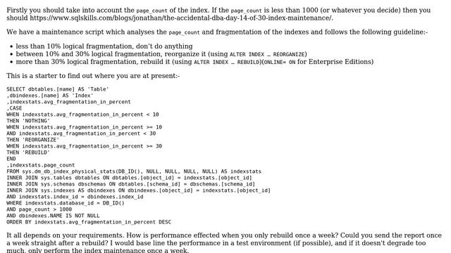 Databases: Database maintenance rebuilding indexes daily смотреть онлайн