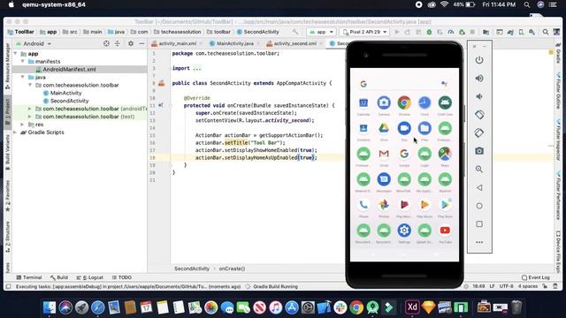 How implement Back button on toolbar | Android Studio смотреть онлайн
