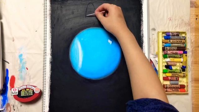 Oil pastel painting "Uranus" by polka. смотреть онлайн