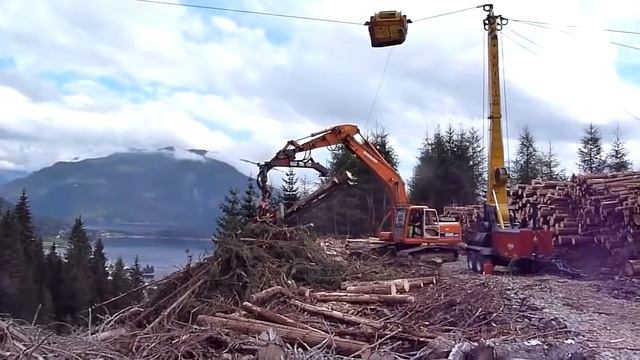 Amazing Modern Mega Machines Industrial Cableway Crane Woodwork Sawmill Uproot the Stump смотреть онлайн