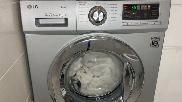 Стирка постели на LG Хлопок 800 об мин 60 суперполоскание полный цикл смотреть онлайн