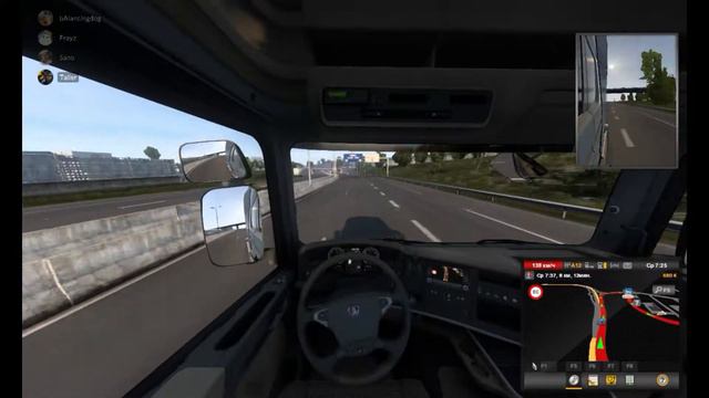 Мужик ест чипсы в Euro Truck Simulator 2