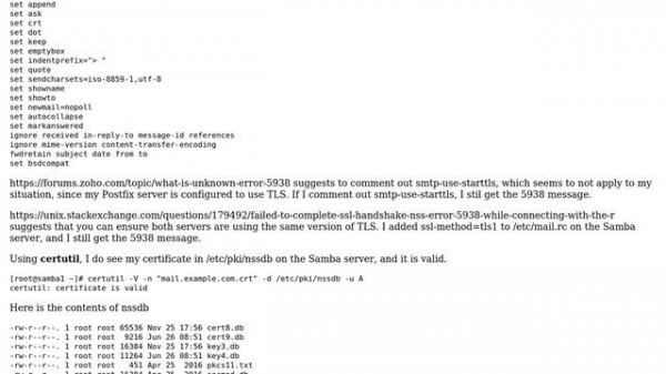 Mailx SSL/TLS handshake failed: Unknown error -5938