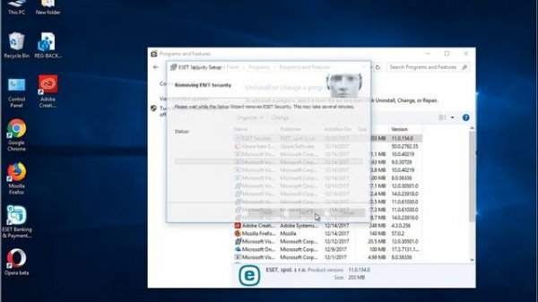 Uninstall ESET Internet Security 11 on Windows 10 Fall Creators Update