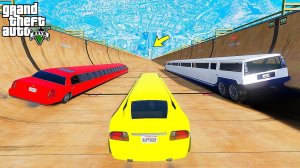 СПУСК БЕЗ ТОРМОЗОВ ПО МЕГА ТРАМПЛИНУ НА ВСЕХ ДЛИННЫХ ЛИМУЗИНАХ В ГТА 5 МОДЫ - ЭКСПЕРИМЕНТЫ В GTA 5