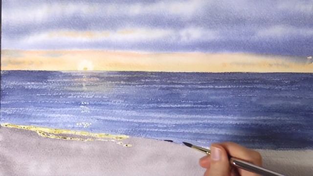 Cómo pintar un paisaje de mar y playa en acuarela - Narrado смотреть онлайн