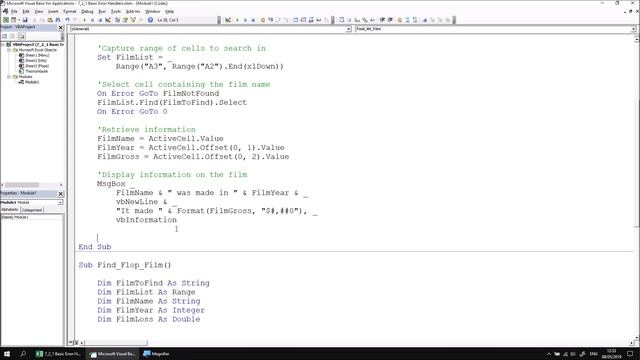 Excel VBA Online Course - 7.2.1 Basic Error Handlers смотреть онлайн