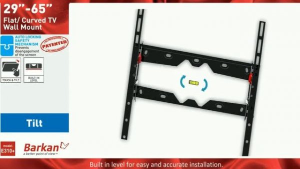 Barkan Tilt TV Wall Mount for Flat / Curved TVs Sizes 29" - 65"