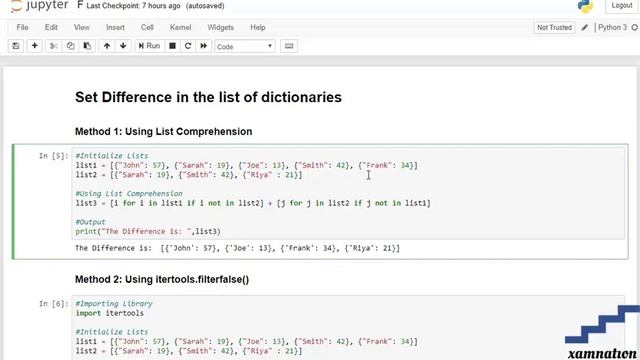 How to set difference in list of dictionaries-Using list comprehension смотреть онлайн