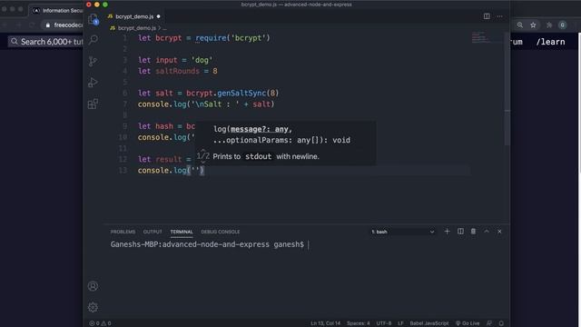 14 - Hash and Compare Passwords Synchronously - Information Security with HelmetJS - freeCodeCamp смотреть онлайн