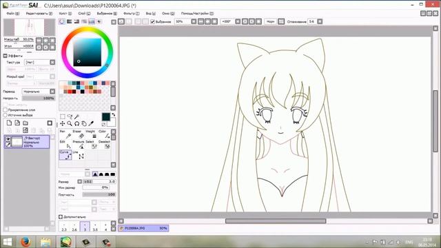 Урок sai №1 Рисование инструментом Curve в sai на векторном слое! (без планшета) (Line art/лайн арт смотреть онлайн