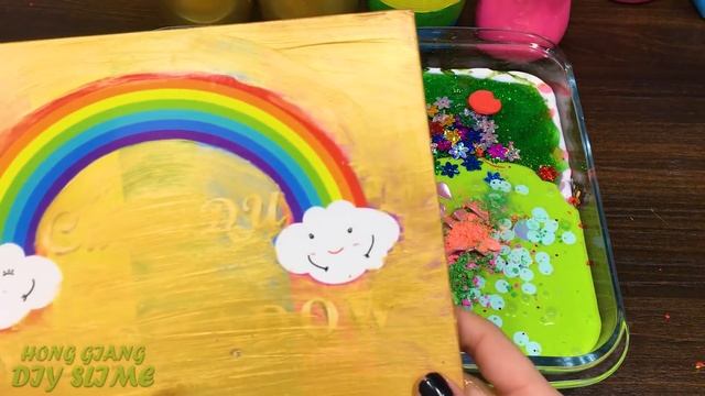 GOLD Vs RAINBOW! Mixing Random Into GLOSSY Slime ! Satisfying Slime Video #1144