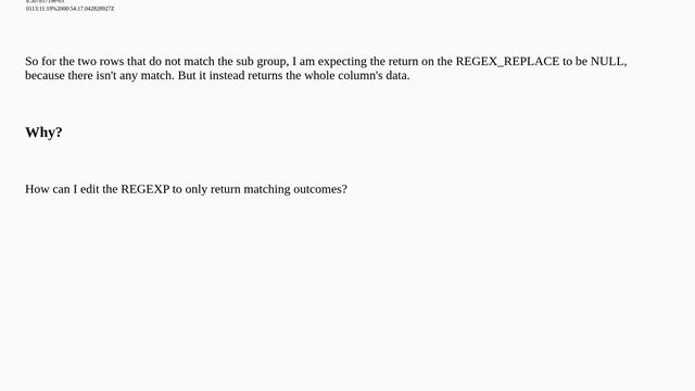 Why does REGEX_REPLACE return the whole string of non-matches? смотреть онлайн