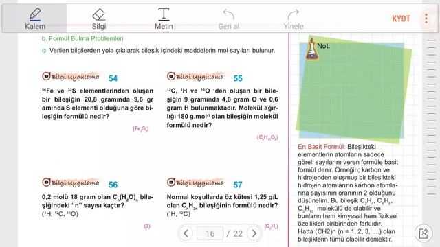 6. Atom Ağırlığı Ve Formül Bulma Problemleri (Mol Kavramı)