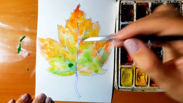 Как рисовать лист клёна. Осень.Осенний лист. смотреть онлайн