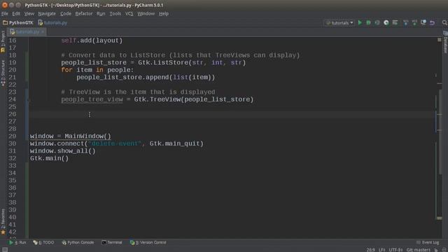 Python GUI Development with GTK+ 3 Tutorial 12 TreeView смотреть онлайн