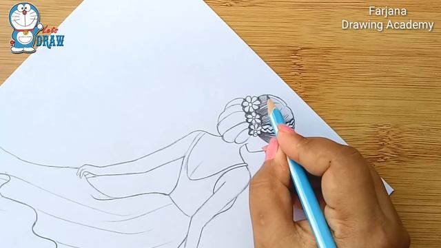 How To Draw A Girl With Beautiful Dress -step By Step || Pencil Sketch For Beginners || Girl Drawin