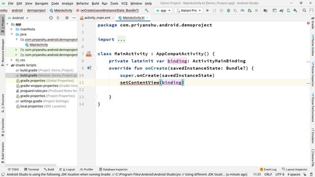 View Binding Android Studio Using kotlin  FindById Alternative  Access Android UI view elements