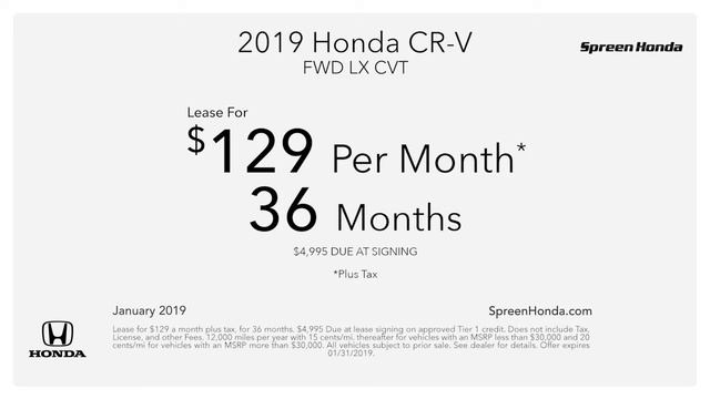 2019 Honda CR V FWD LX CVT Offer Spreen Honda January SP смотреть онлайн