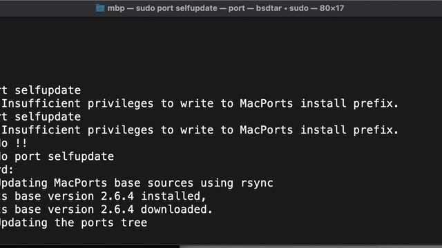 Error: Insufficient privileges to write to MacPorts install prefix. смотреть онлайн
