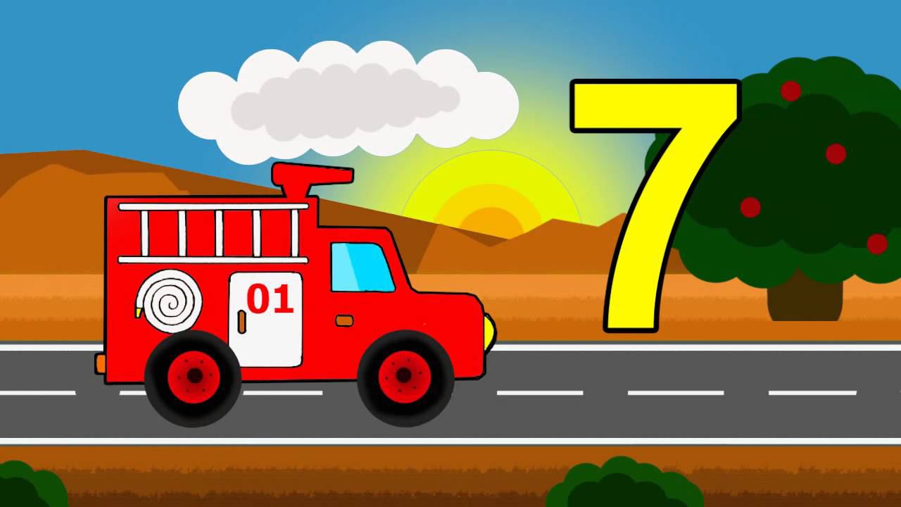 Пожарная машина - УЧИМ ЦИФРЫ от 1 до 10. Учимся считать с Рыжим Ёжиком