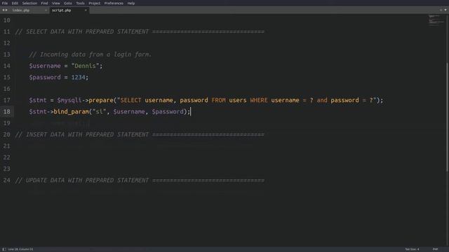 How to write mysql prepared statements with PHP to insert, select, and update data. смотреть онлайн