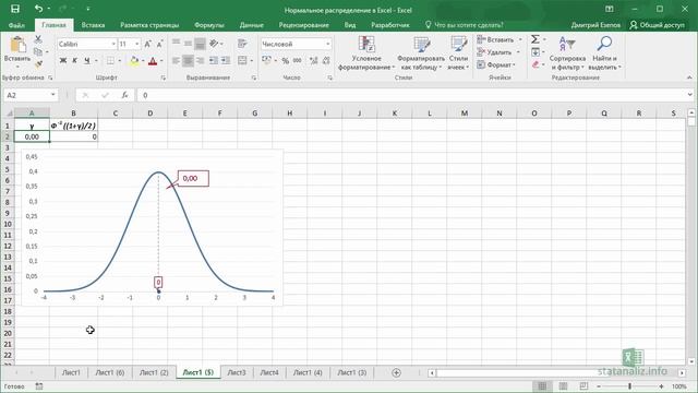 Нормальное распределение в Excel смотреть онлайн
