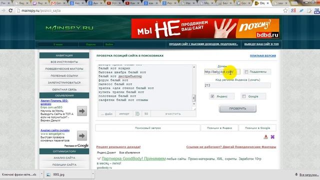 Проверка позиций сайта. Бесплатно и Онлайн смотреть онлайн