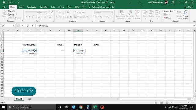 Calculating the Difference Between Two Dates | EXCEL 2019 | смотреть онлайн