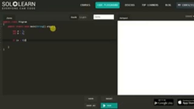 05. Java If statements, Solo Learn Code Playground смотреть онлайн