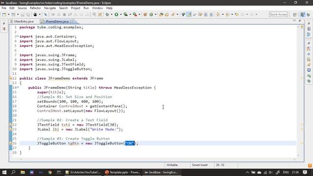 JToggleButton With ON OFF State | Java Swing Tutorials #10 смотреть онлайн
