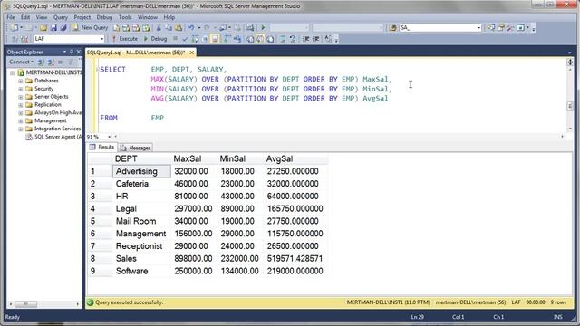SQL MAX, MIN , AVG FUNCTIONS along with GROUP BY and PARTITION BY смотреть онлайн