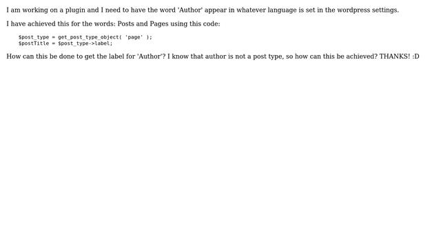 Wordpress: How to get the Author type Label Language? смотреть онлайн