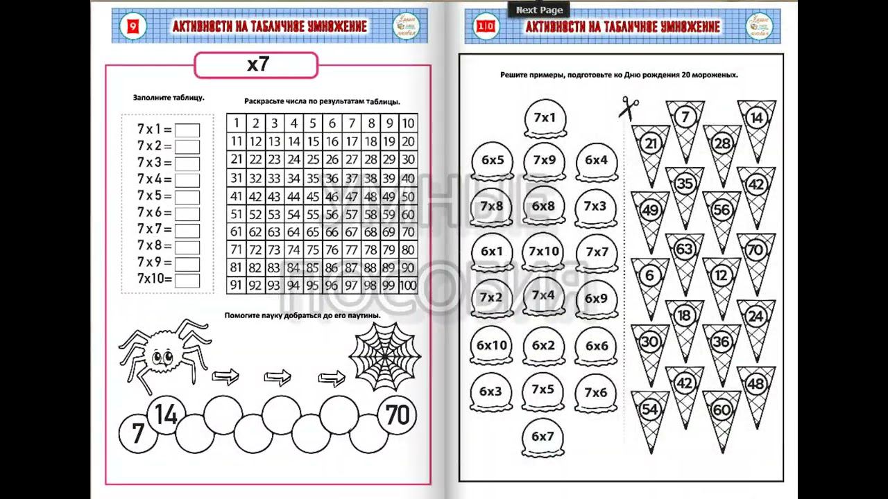 Активности на табличное умножение чисел. смотреть онлайн