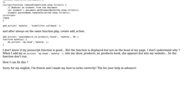 Wordpress: Add function to head "no product found" смотреть онлайн