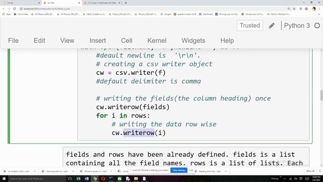 Creating CSV file using writer, writerow and writerows смотреть онлайн