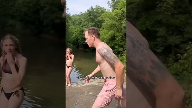 She was too scared to jump! ? #cliffjumping #adrenaline #adventure смотреть онлайн