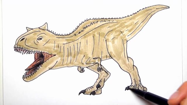How to Draw New Jurassic World Dinosaur Carnotaur - Drawing and coloring Dinosaurs for Kids смотреть онлайн