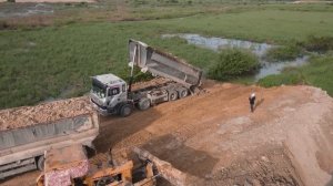 Best Job Of Bulldozers and Dump Trucks Operated filling land project, Bulldozer Construction TV