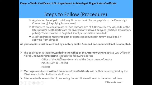 Kenya - Obtain Certificate of No Impediment to Marriage (Single Status Certificate)- English смотреть онлайн