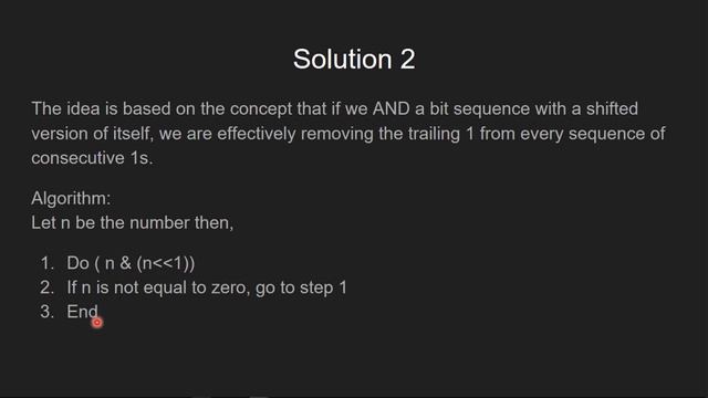 Length of the Longest Consecutive 1s in Binary Representation | GeeksforGeeks смотреть онлайн