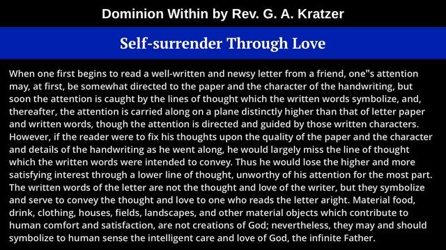 23 - Self-surrender Through Love, from Dominion Within, by Rev. G. A. Kratzer смотреть онлайн