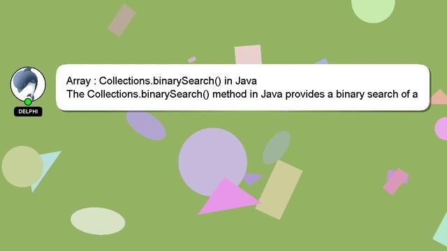Array : Collections.binarySearch() in Java смотреть онлайн