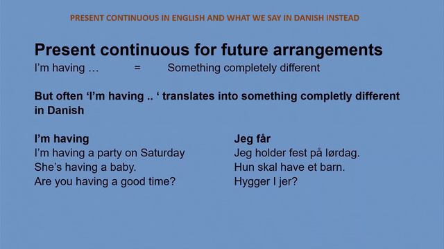 Present continuous and what we say in Danish смотреть онлайн