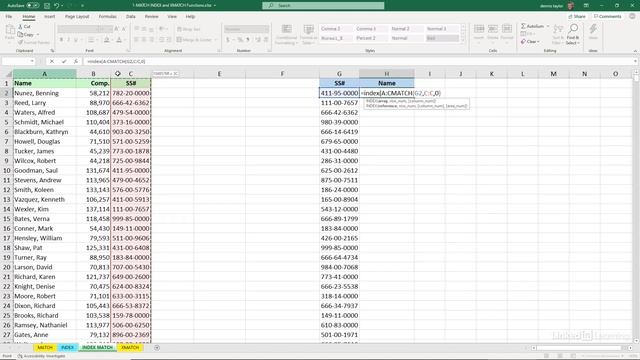 Excel Tutorial - Using The MATCH and INDEX Functions смотреть онлайн