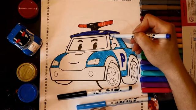 Робокар Поли, раскраска, мультик, учим цвета, Robocar Poli, learn colors смотреть онлайн
