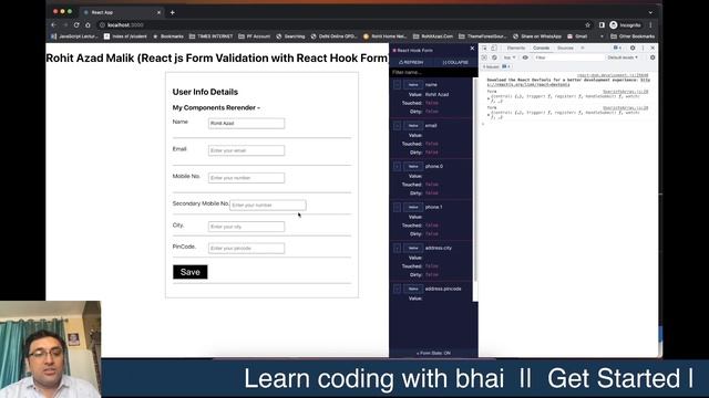 react hook form tutorial in hindi || how to use arrays in react hook forms in hindi #31 смотреть онлайн